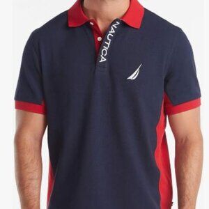 Nautica Mens Short Sleeve Color Block Performance Pique Polo ShirtPolo Shirt